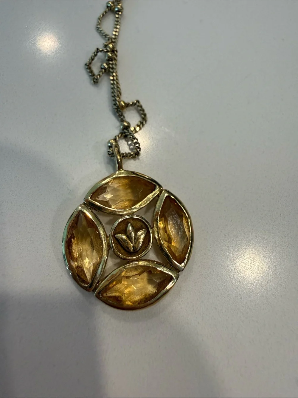 Satya Gold-Tone Necklace with Amber Gem Pendant
